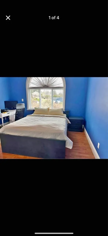 Queen Bed with spring box and mattress + Side Table