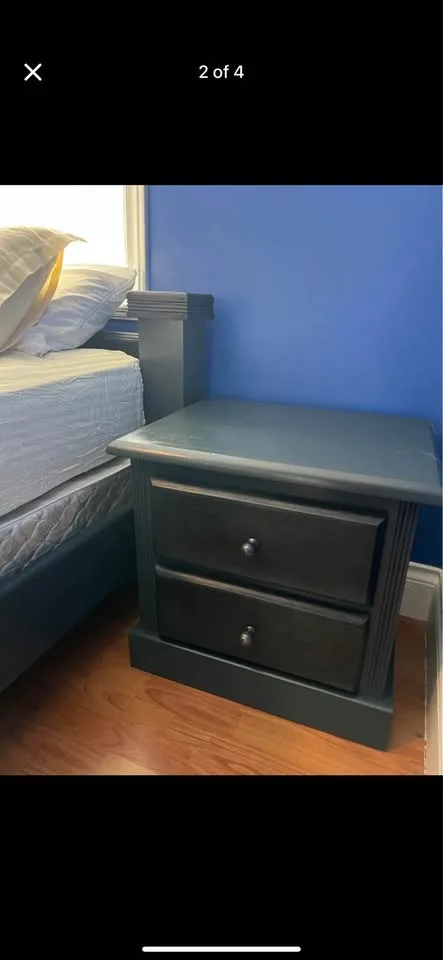 Queen Bed with spring box and mattress + Side Table image indicator(2)