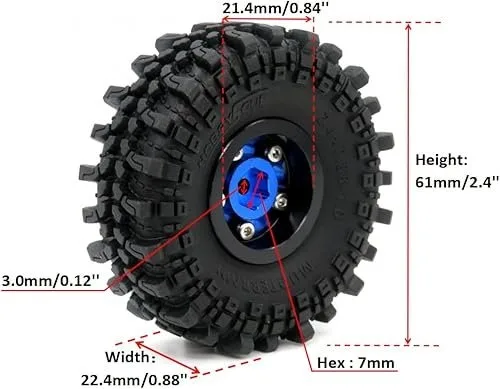HobbySoul 4 tires/rims for FMS24 FCX24 image indicator(2)