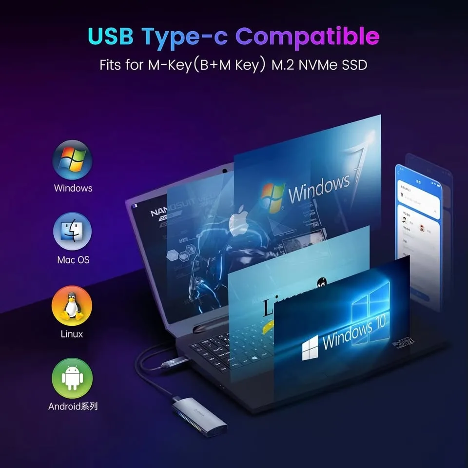 M.2 NVMe SSD Enclosure Aluminum 10 Gbps image indicator(5)