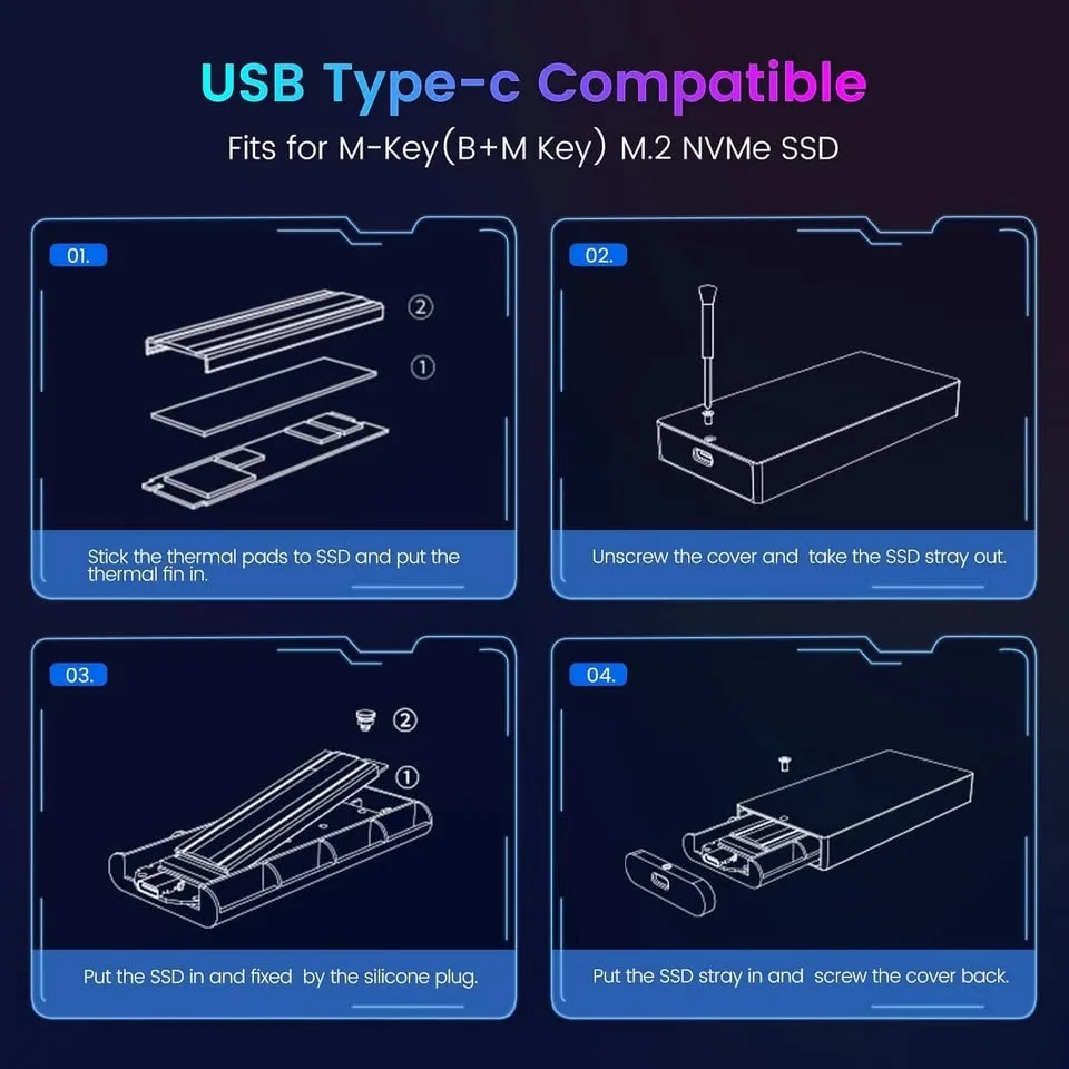 M.2 NVMe SSD Enclosure Aluminum 10 Gbps image indicator(8)