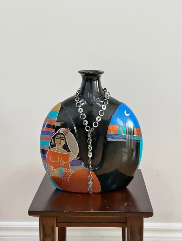 Hand-Crafted Art Deco Vase with Arab Design #Cleanout