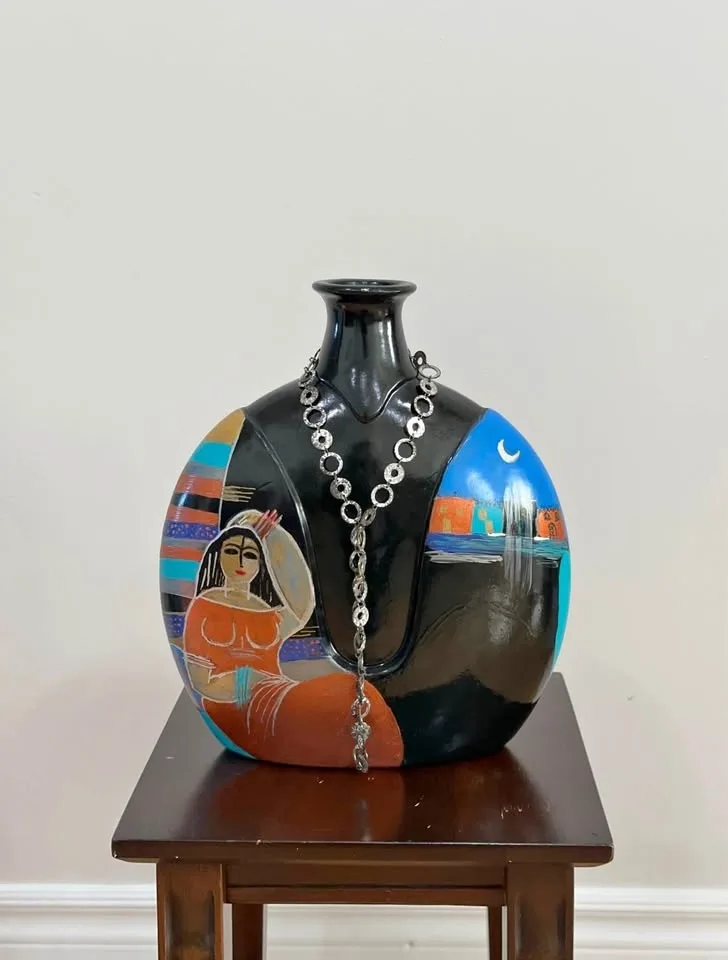 Hand-Crafted Art Deco Vase with Arab Design #Cleanout