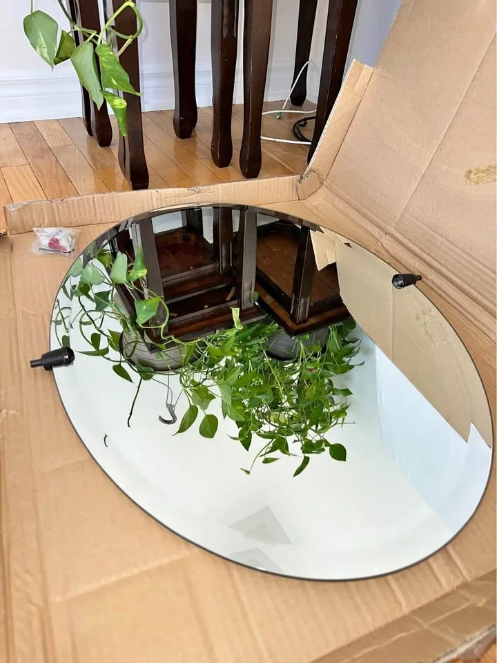 Oval Wall Mirror With Cherry Hardware #Cleanout