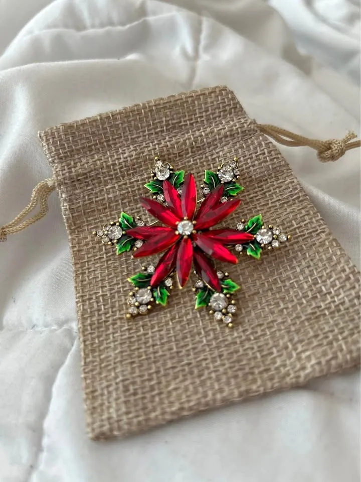 Poinsettia snowflake Brooch