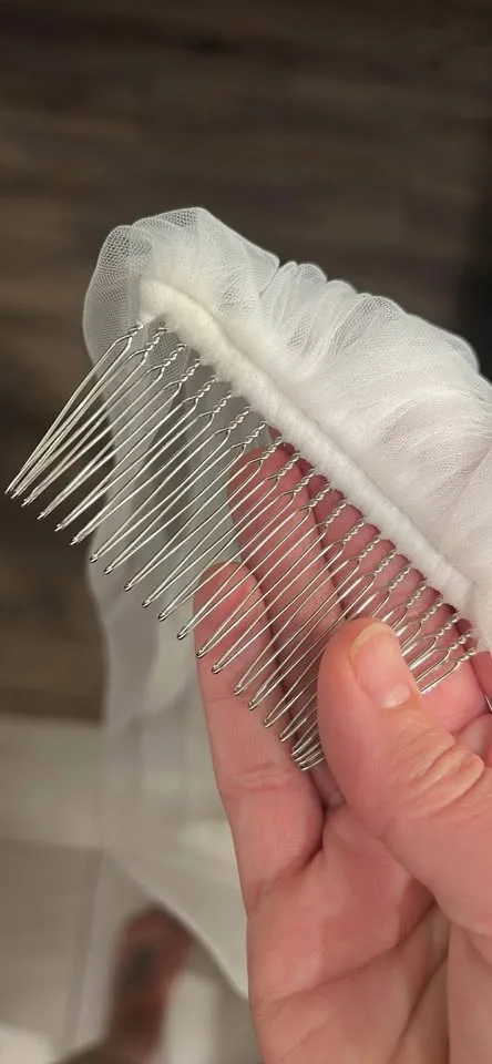 Soft white chiffon Floral Veil - floor length image indicator(6)