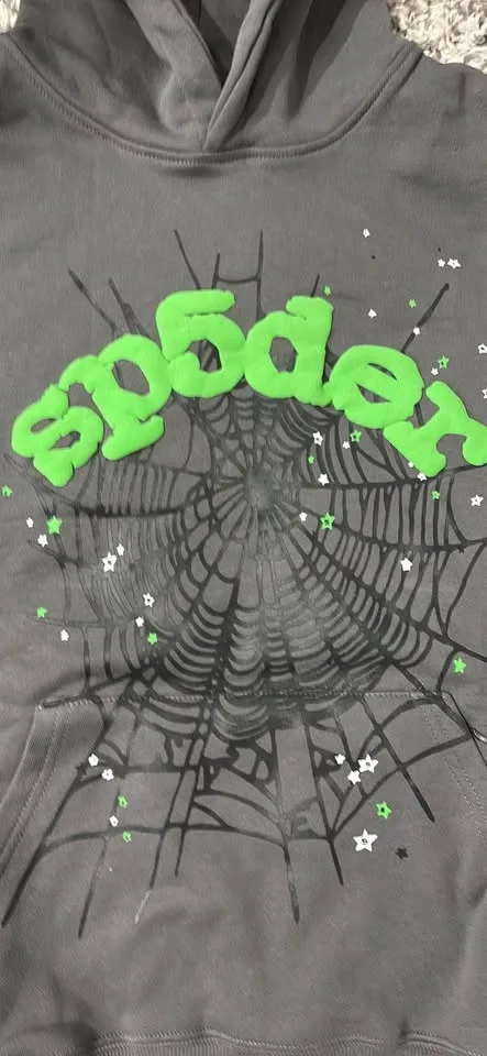 Grey Sp5der hoodie 1:1 quality size (M) image indicator(2)