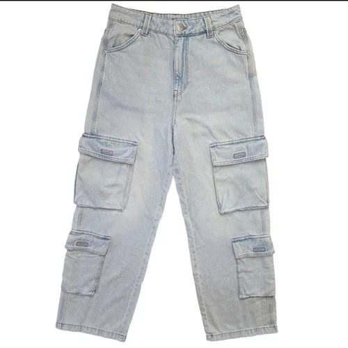 H&M Divided Cargo Jeans Womens Size 4 Blue Light Wash
