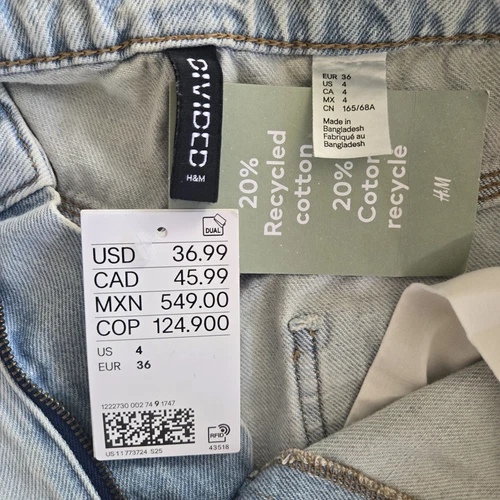 H&M Divided Cargo Jeans Womens Size 4 Blue Light Wash - photo 3
