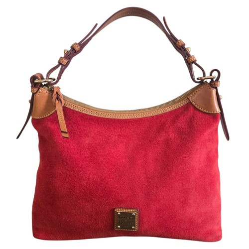 Dooney & Bourke Hobo Bag Red Suede Leather Trim