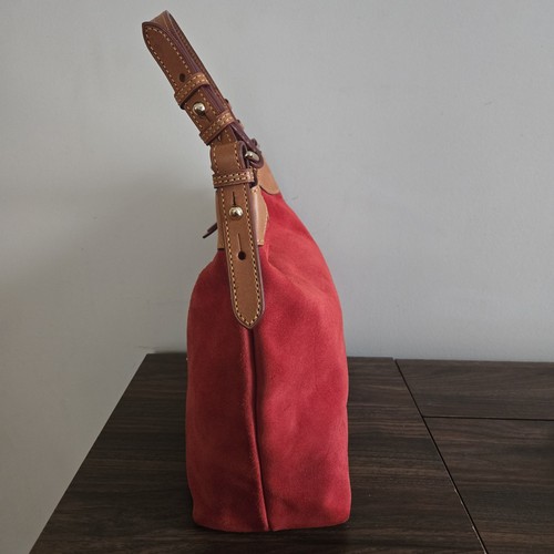 Dooney & Bourke Hobo Bag Red Suede Leather Trim - photo 3
