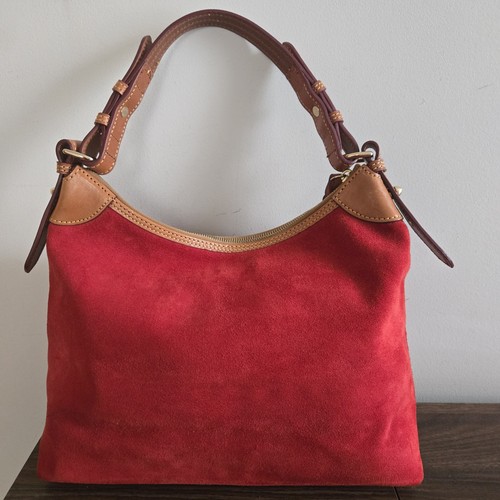 Dooney & Bourke Hobo Bag Red Suede Leather Trim - photo 4
