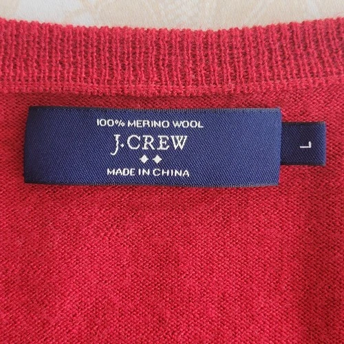 J Crew Sweater Mens Large Red 100% Merino Wool V Neck 17746 - photo 2