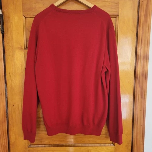 J Crew Sweater Mens Large Red 100% Merino Wool V Neck 17746 - photo 4