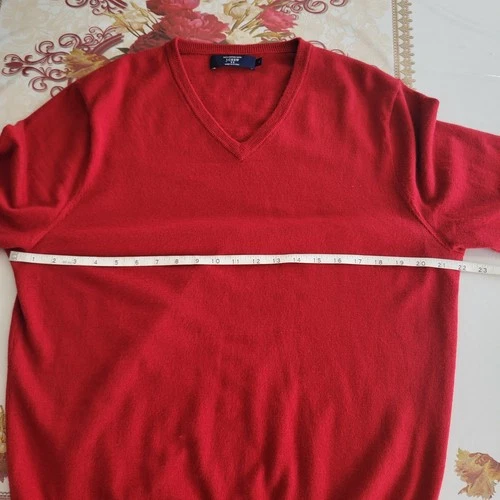 J Crew Sweater Mens Large Red 100% Merino Wool V Neck 17746 - photo 5