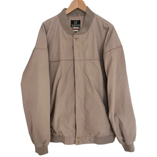 Haband Bomber Jacket Mens Size 2X Tan Khaki Full Zip