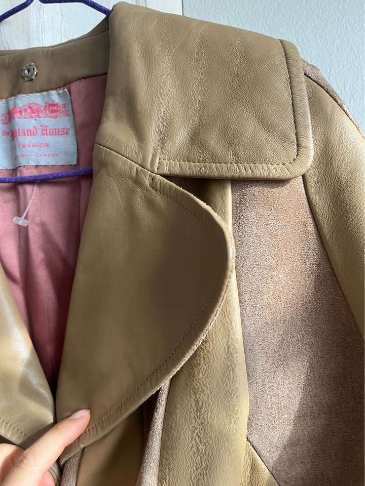 Vintage suede and leather coat size small - photo 4