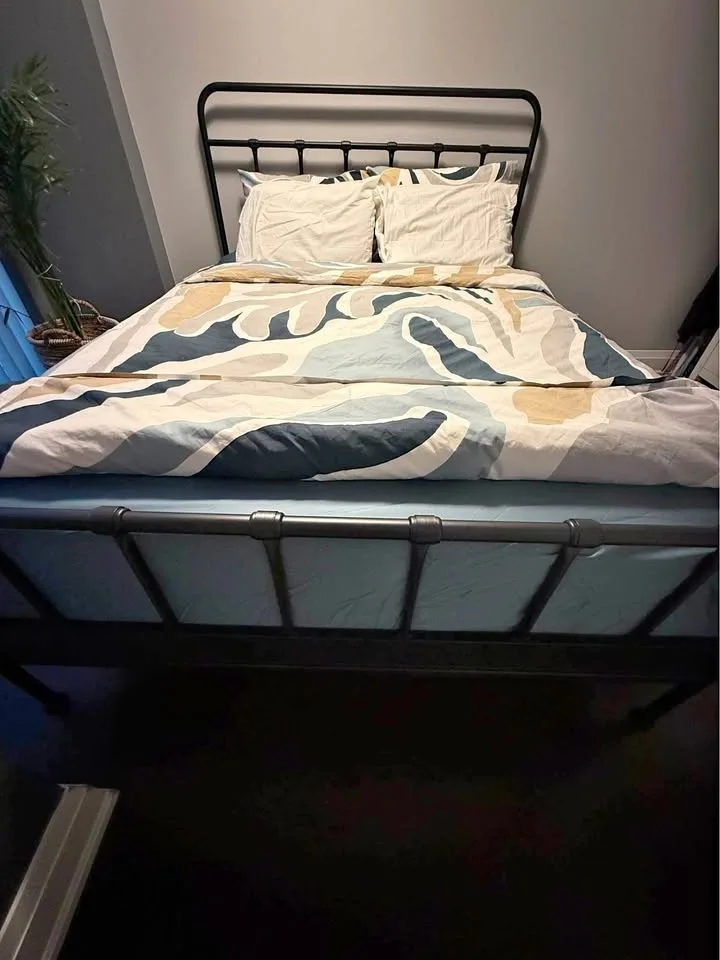 Bed frame, anthracite, Queen, STJÄRNÖ