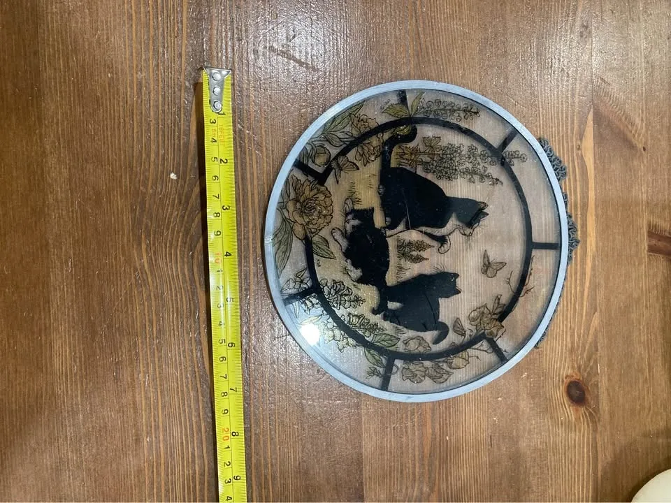 Vintage Cat Art Panel – Metal Framed Glass Wall Decor image indicator(2)