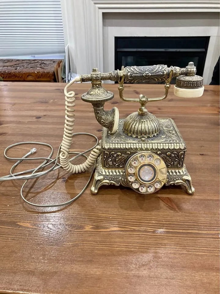 Vintage Rotary Phone - Ornate Brass Look - Prince Tel OPC