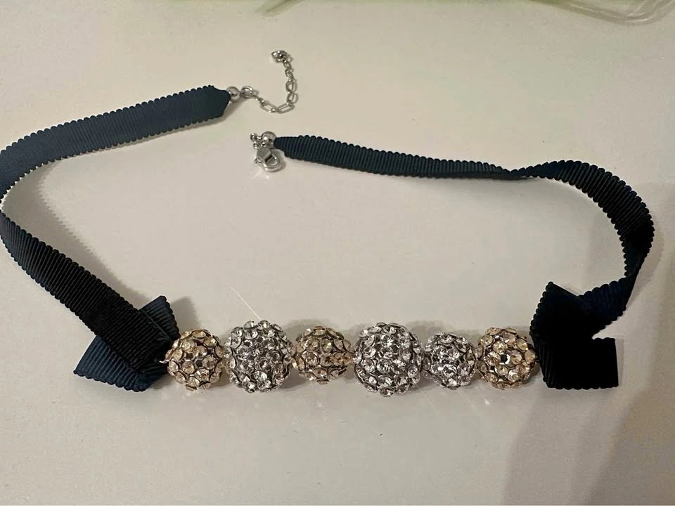 Swarovski Crystal Ball Ribbon Necklace