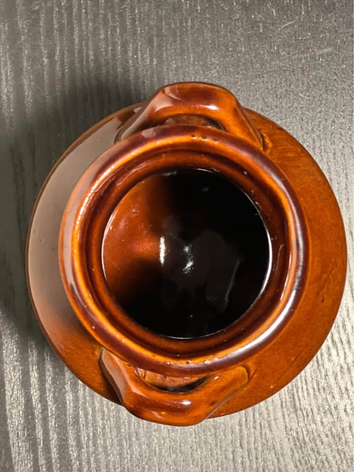 Stoneware Brown/Tan Milk Crock Jug 7" Farmhouse Decor - photo 5