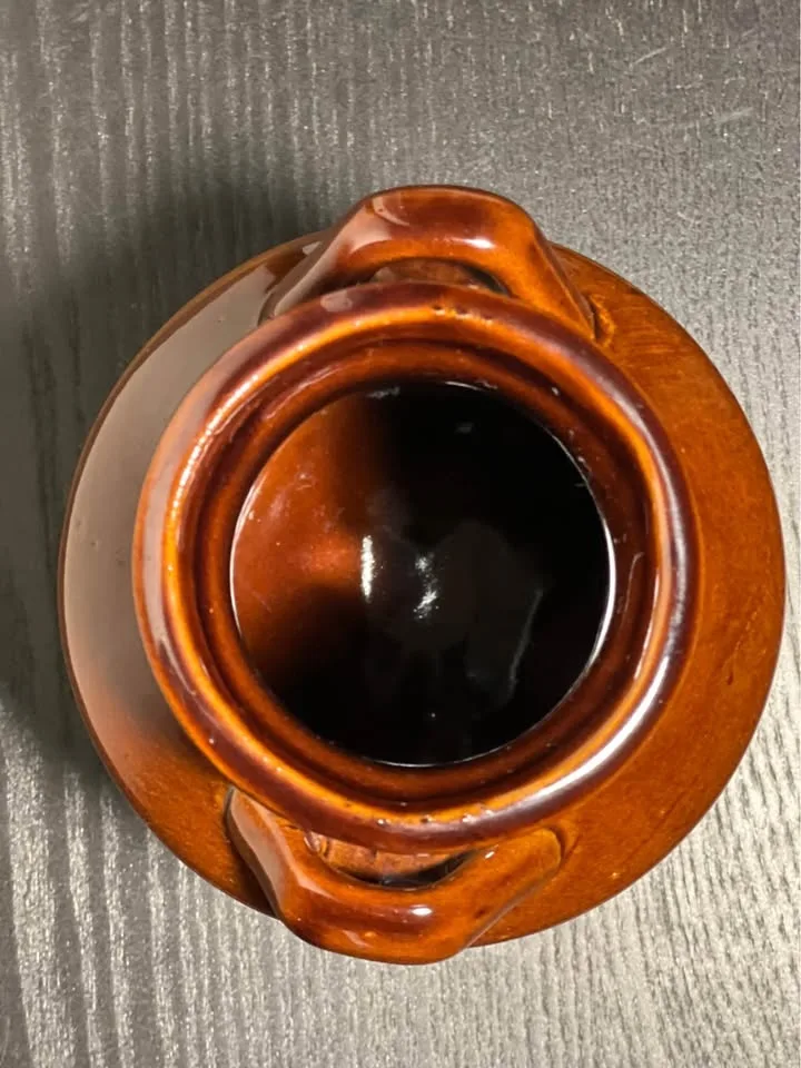 Stoneware Brown/Tan Milk Crock Jug 7" Farmhouse Decor image indicator(5)