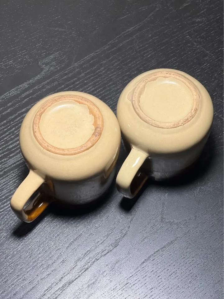 Vintage Stoneware Coffee Mugs, Rustic Brown and Beige image indicator(6)