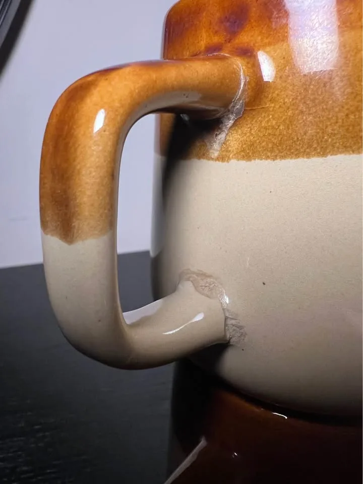 Vintage Stoneware Coffee Mugs, Rustic Brown and Beige image indicator(7)