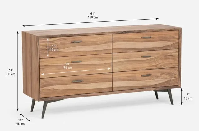 Structube JENSON Rosewood 6-Drawer Dresser