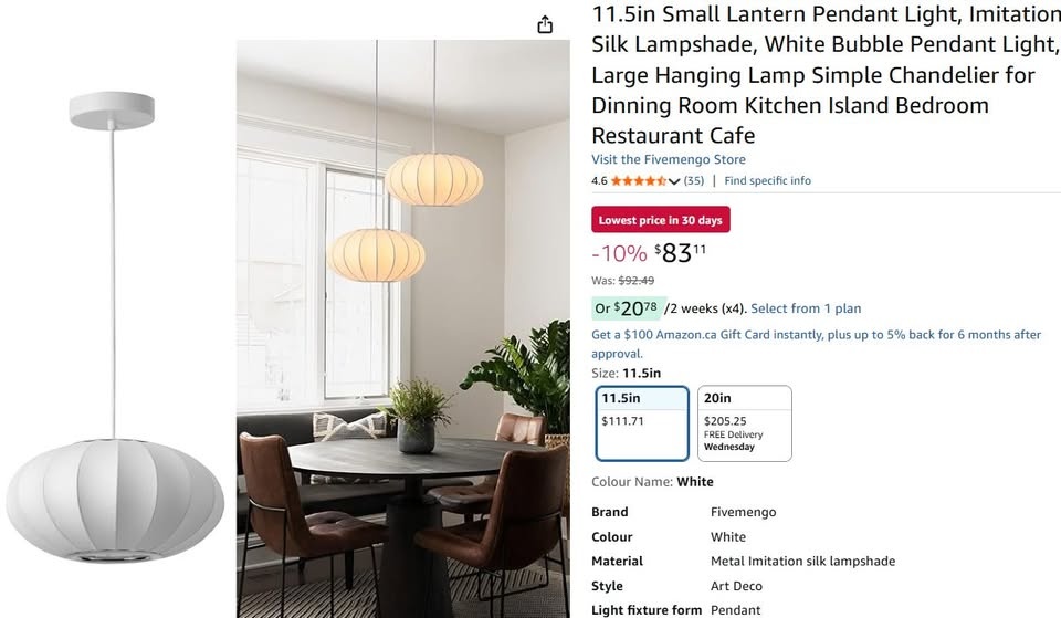 11.5" White Lantern Pendant Light (Imitation Silk) - photo 2