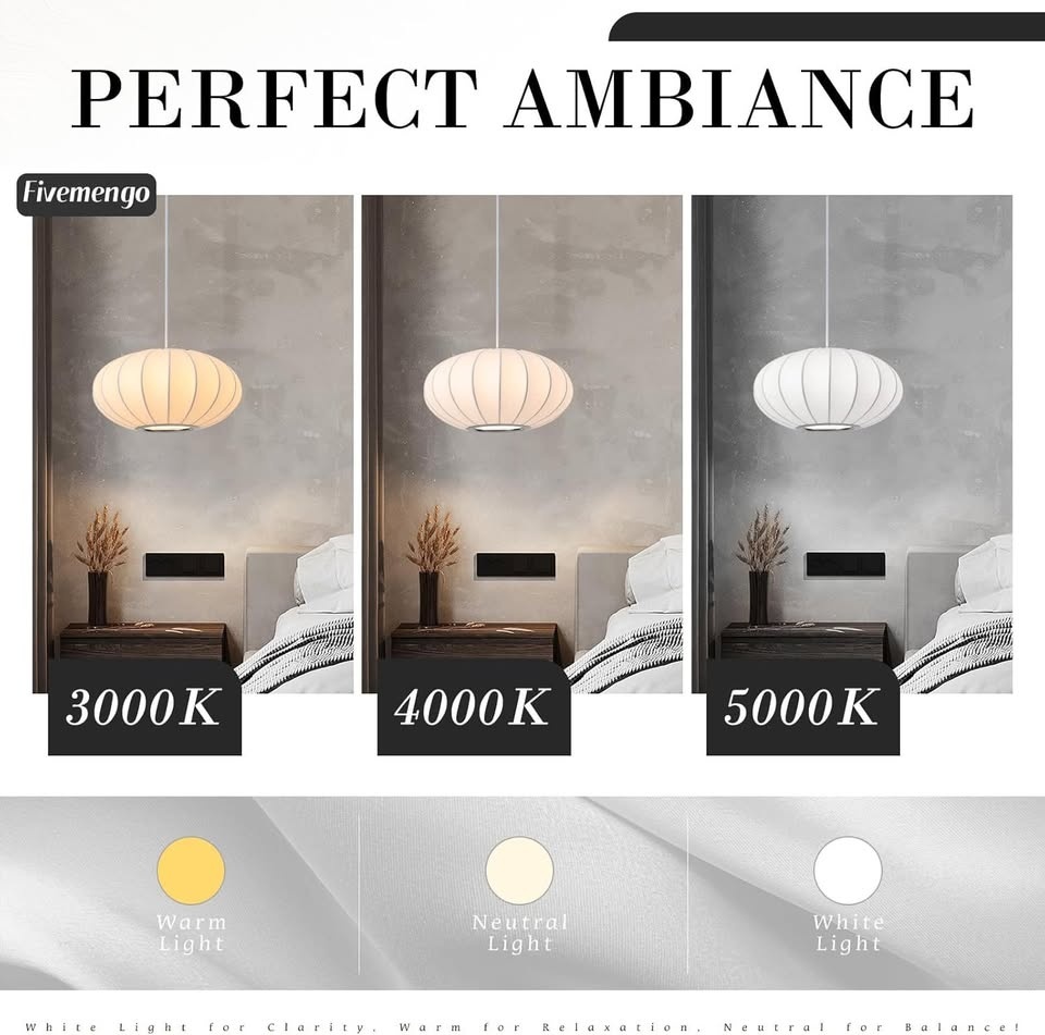 11.5" White Lantern Pendant Light (Imitation Silk) - photo 4