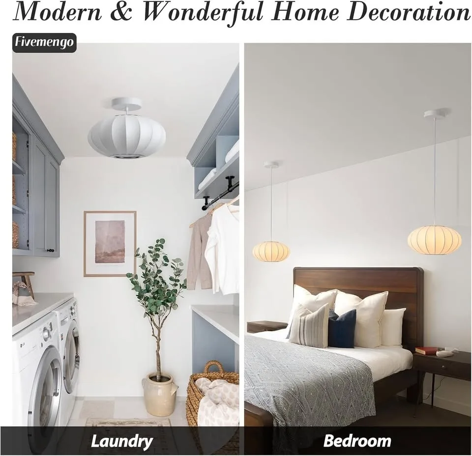 11.5" White Lantern Pendant Light (Imitation Silk) image indicator(7)