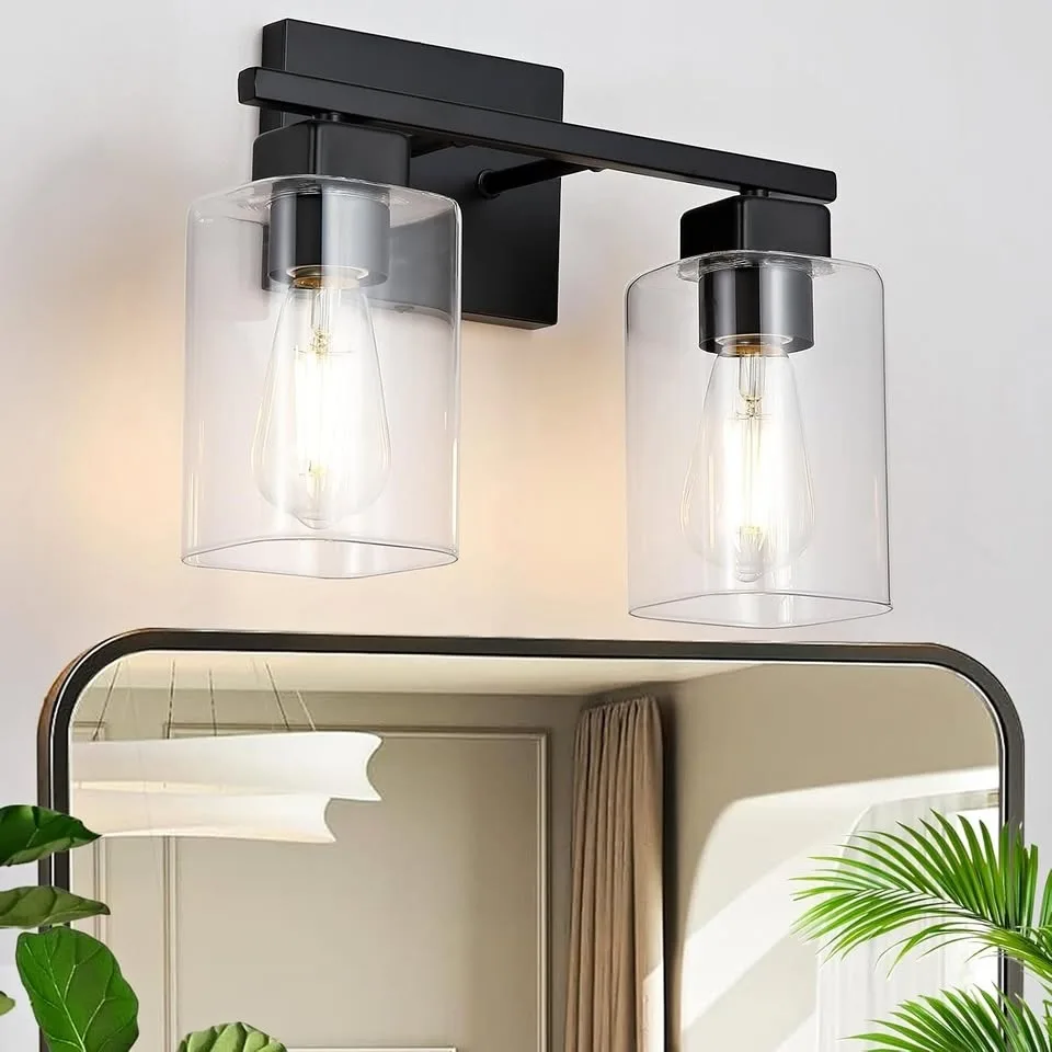 2-Light Modern Black Vanity Light