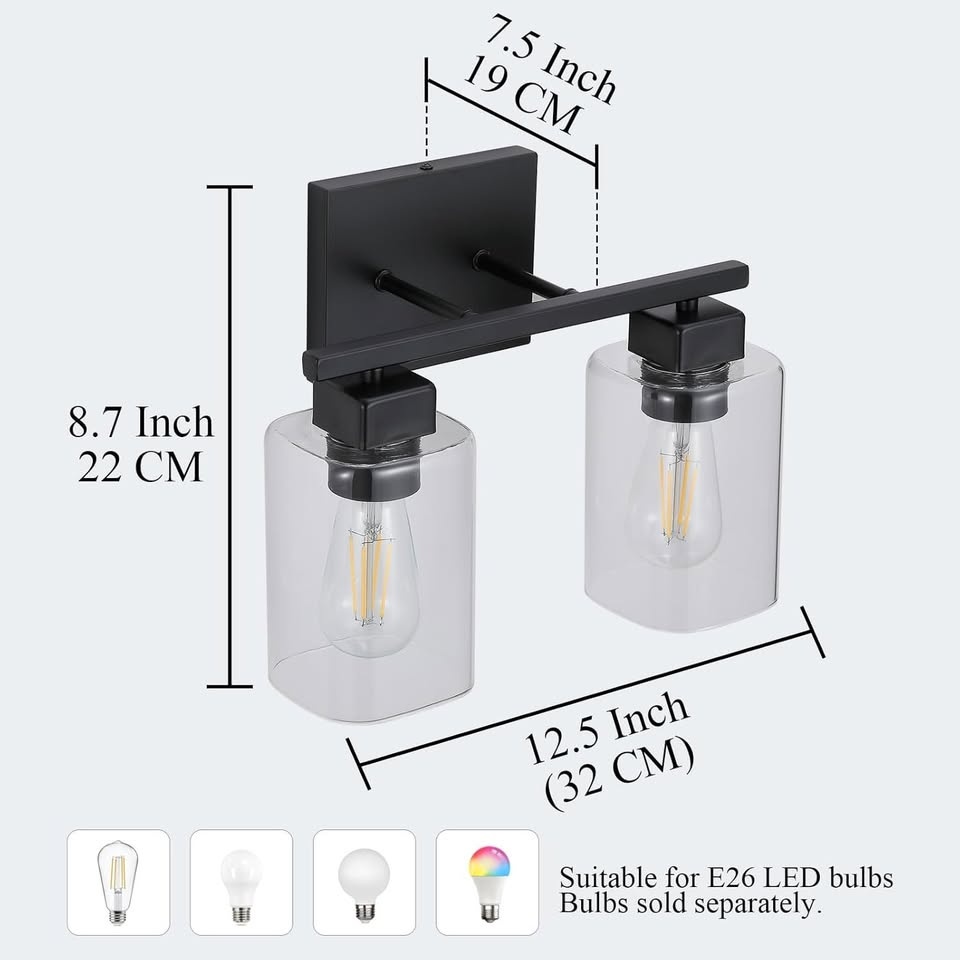 2-Light Modern Black Vanity Light - photo 2