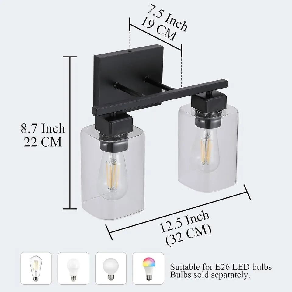 2-Light Modern Black Vanity Light image indicator(2)