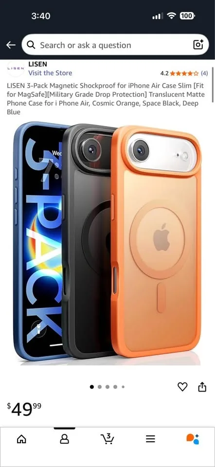 LISEN 3-Pack Magnetic Shockproof iPhone 17 Air Case image indicator(9)