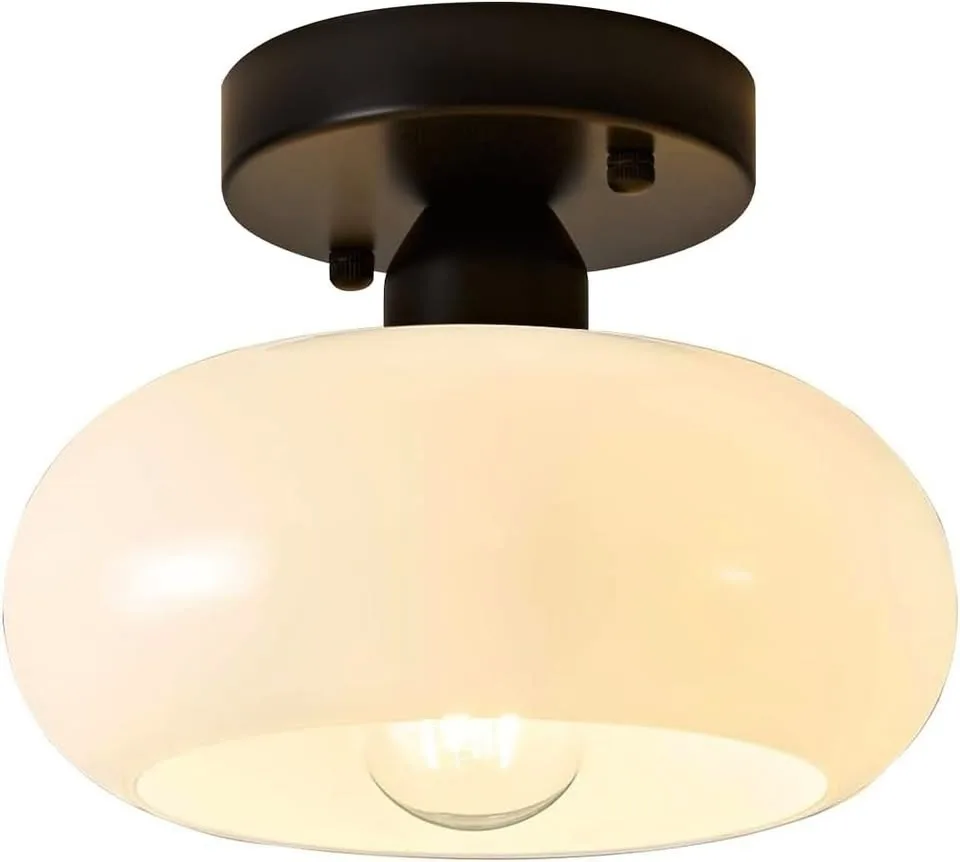 Semi-Flush Ceiling Light (Milk Glass)