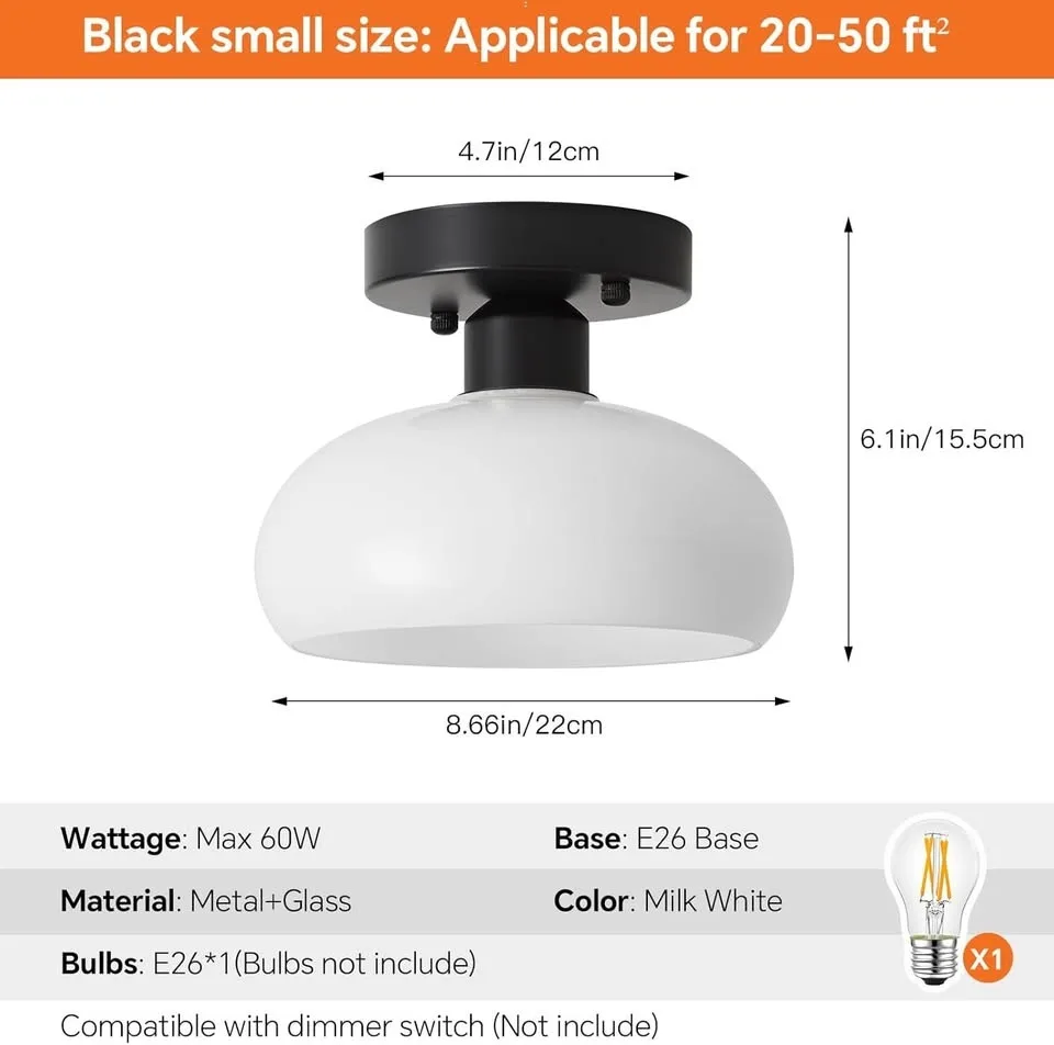Semi-Flush Ceiling Light (Milk Glass) image indicator(2)
