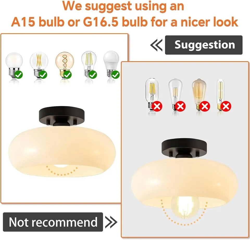 Semi-Flush Ceiling Light (Milk Glass) image indicator(3)