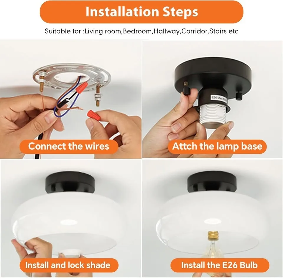 Semi-Flush Ceiling Light (Milk Glass) image indicator(4)