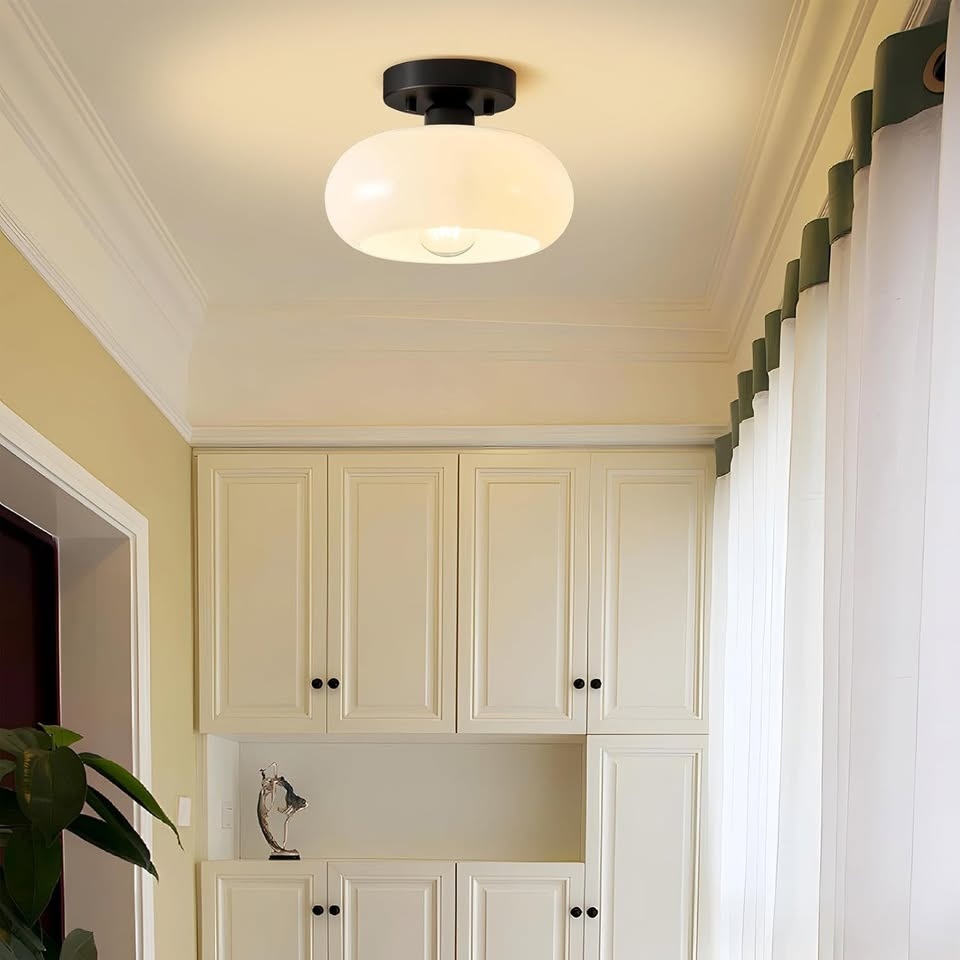 Semi-Flush Ceiling Light (Milk Glass) - photo 5