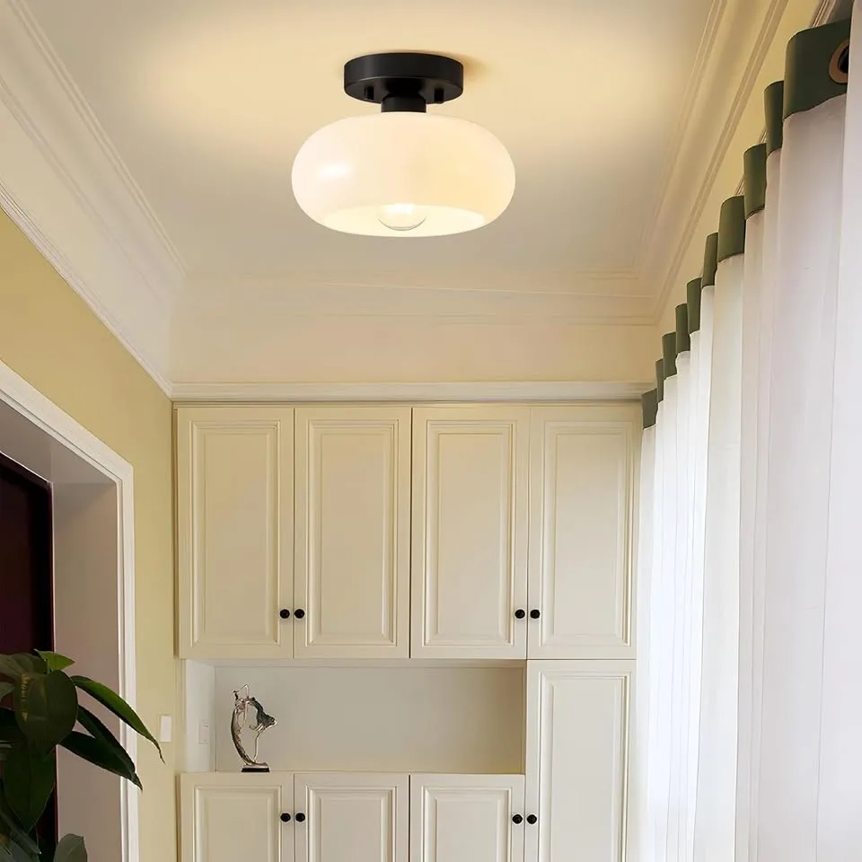 Semi-Flush Ceiling Light (Milk Glass) image indicator(5)