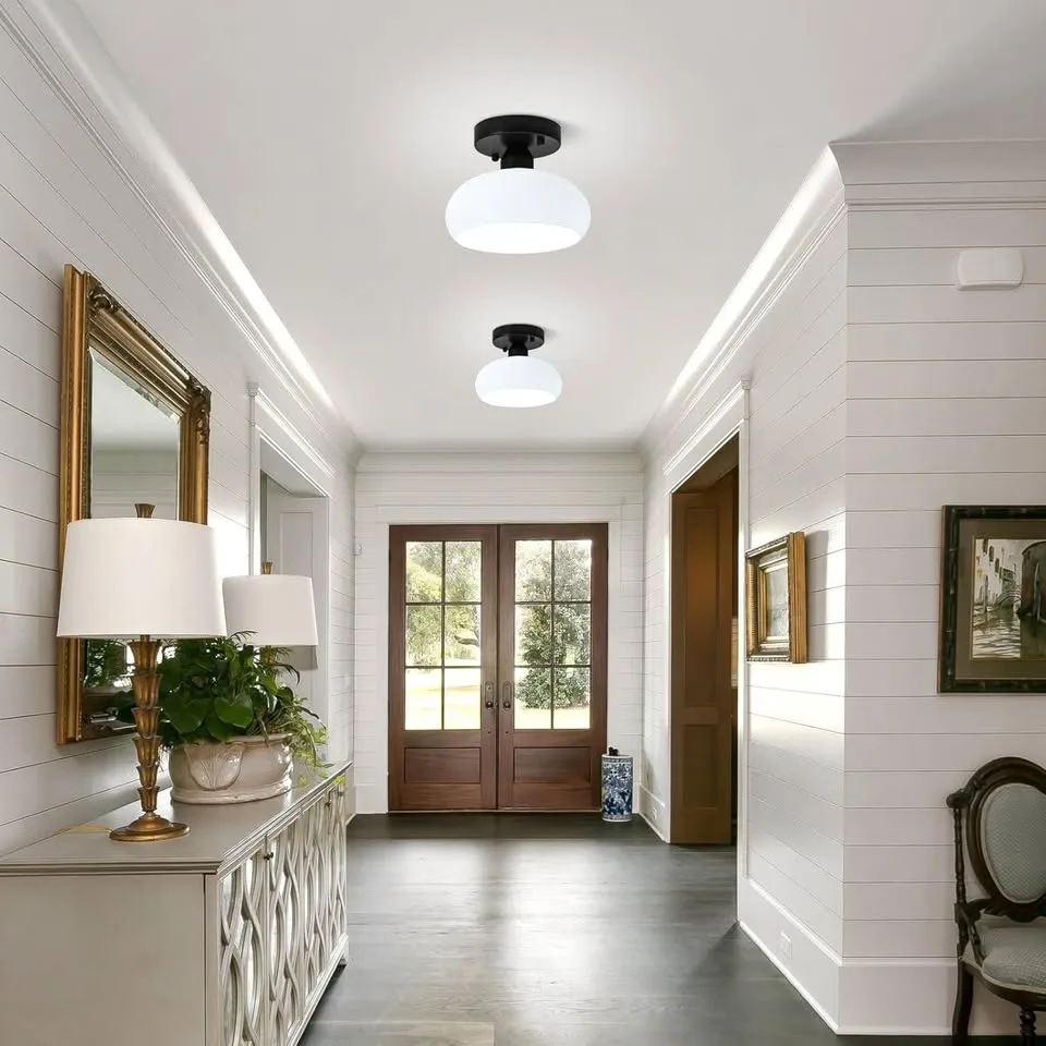 Semi-Flush Ceiling Light (Milk Glass) image indicator(7)