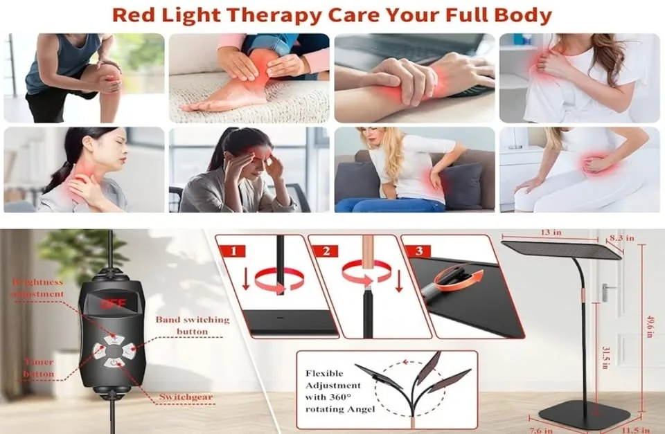 Red Light Therapy Lamp with Stand (Face & Body) image indicator(2)