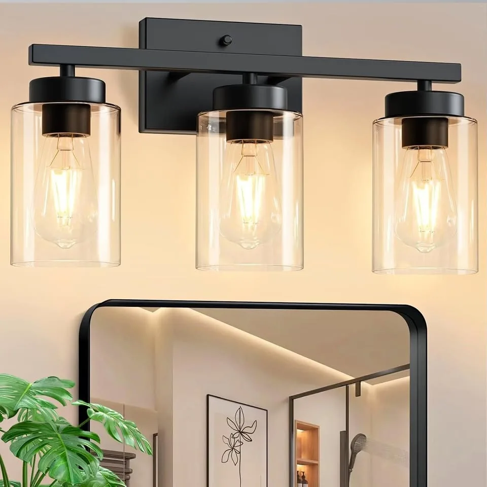 3-Light Black Bathroom Vanity Light