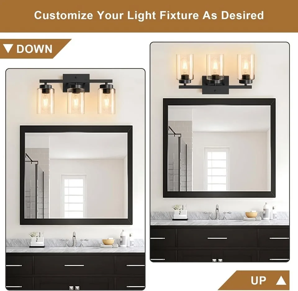 3-Light Black Bathroom Vanity Light image indicator(2)