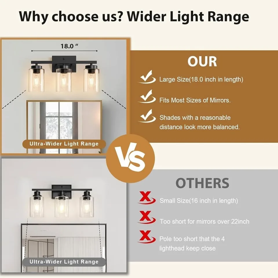 3-Light Black Bathroom Vanity Light image indicator(3)