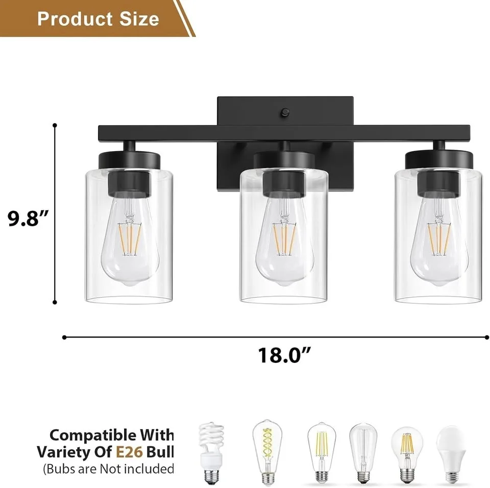 3-Light Black Bathroom Vanity Light image indicator(5)