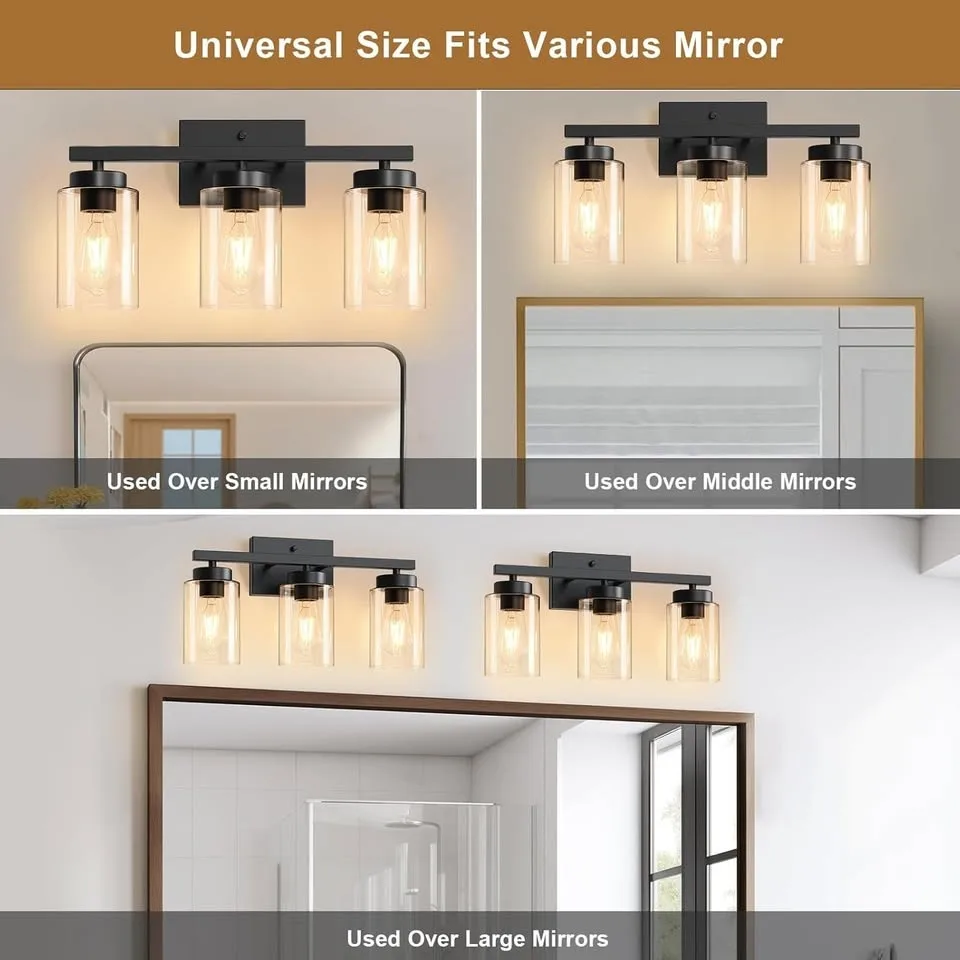 3-Light Black Bathroom Vanity Light image indicator(8)